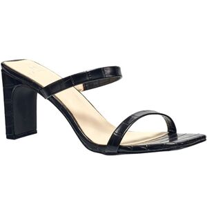 H Halston Faux Leather Croc Print Sandal - Size 10